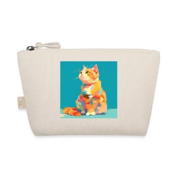 Cat, Cat Motif - Organic Pouch - nature - Front
