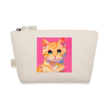 Cat, Cat Motif - Organic Pouch - nature - Front