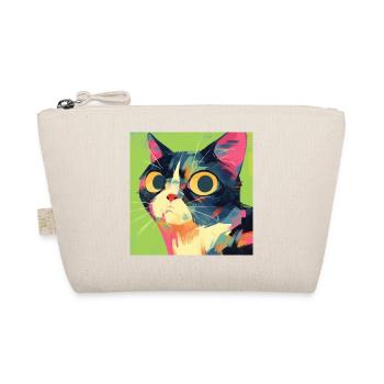 Cat, Cat Motif - Organic Pouch - nature - Front