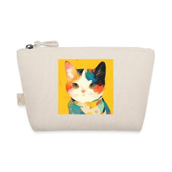 Cat, Cat Motif - Organic Pouch - nature - Front