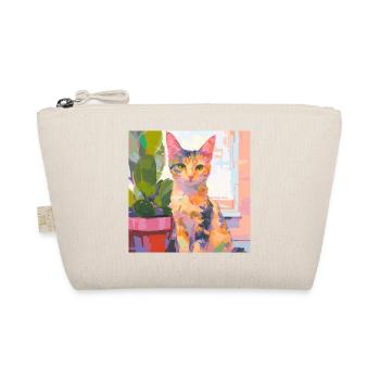 Cat, Cat Motif - Organic Pouch - nature - Front