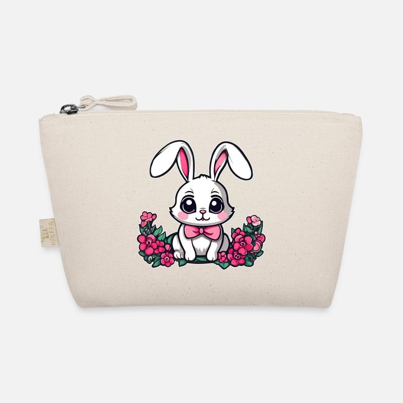 Mignon petit lapin avec des fleurs - Trousse biologique - nature