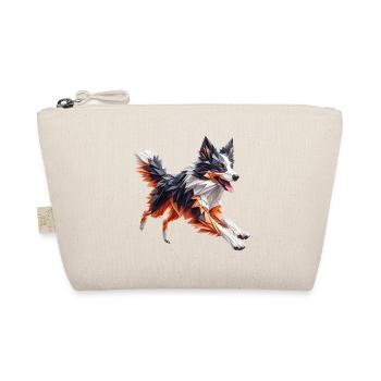 Border Collie Hund Origami Geometrisch 3D - Bio-Täschchen - Natur - Vorne