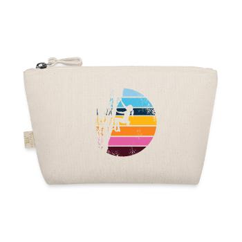 Mädchen klettert am Fels, outdoor silhouette retro - Bio-Täschchen - Natur - Vorne