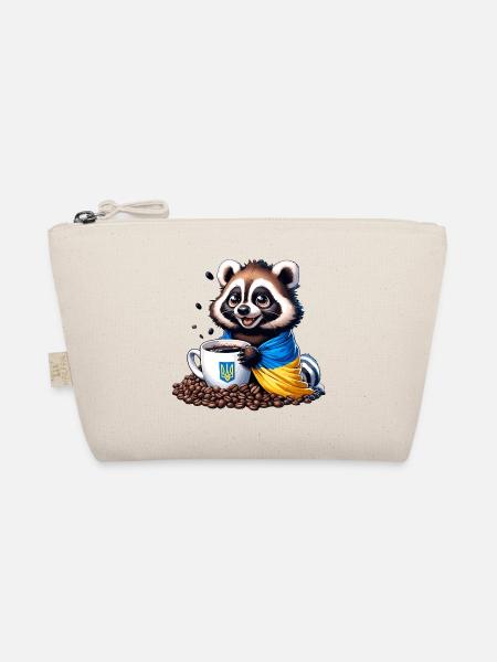 Ukraine Waschbär mit Kaffeetasse, guten Morgen - Bio-Täschchen - Natur