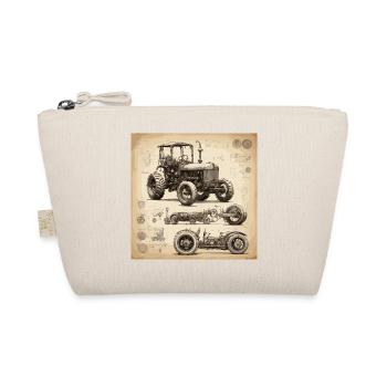 Bauplan / Sepia / Vintage / Retro / Traktor - Bio-Täschchen - Natur - Vorne