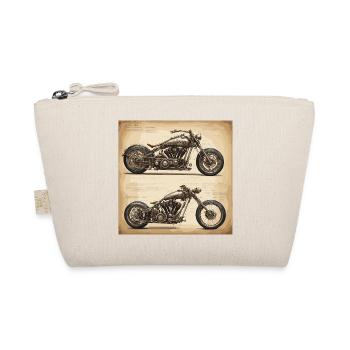 Bauplan / Sepia / Vintage / Retro / Motorrad - Bio-Täschchen - Natur - Vorne