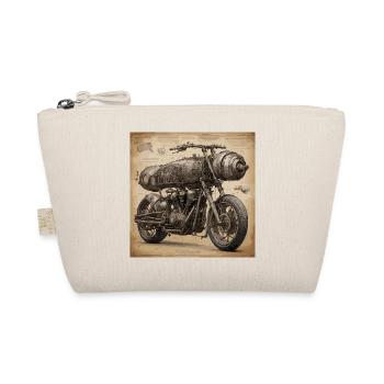 Bauplan / Sepia / Vintage / Retro / Motorrad - Bio-Täschchen - Natur - Vorne