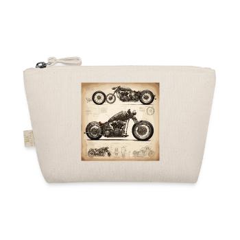 Bauplan / Sepia / Vintage / Retro / Motorrad - Bio-Täschchen - Natur - Vorne