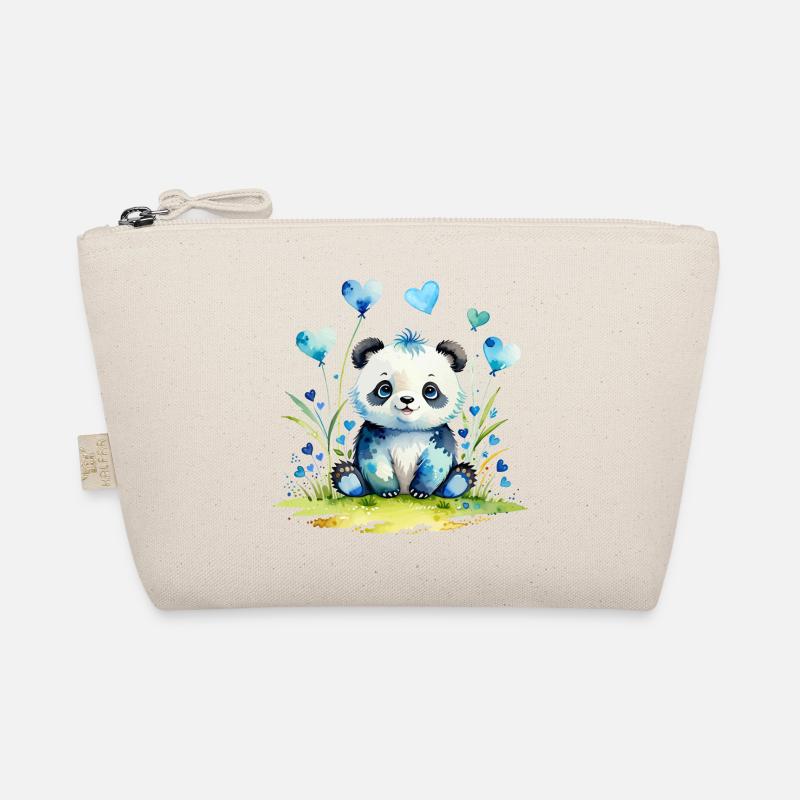 Cute Panda in the Heart Forest Organic Pouch