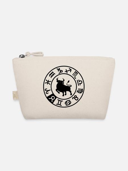 Taurus zodiac sign in circle of twelve signs - Organic Pouch - nature - Front