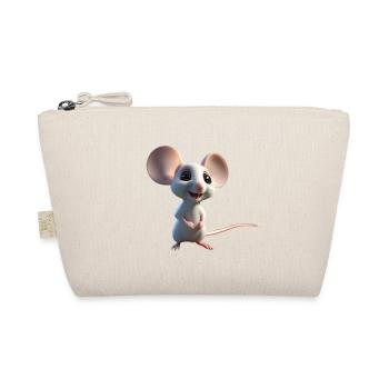 Whimsical White Mouse Charm - Organic Pouch - nature - Front