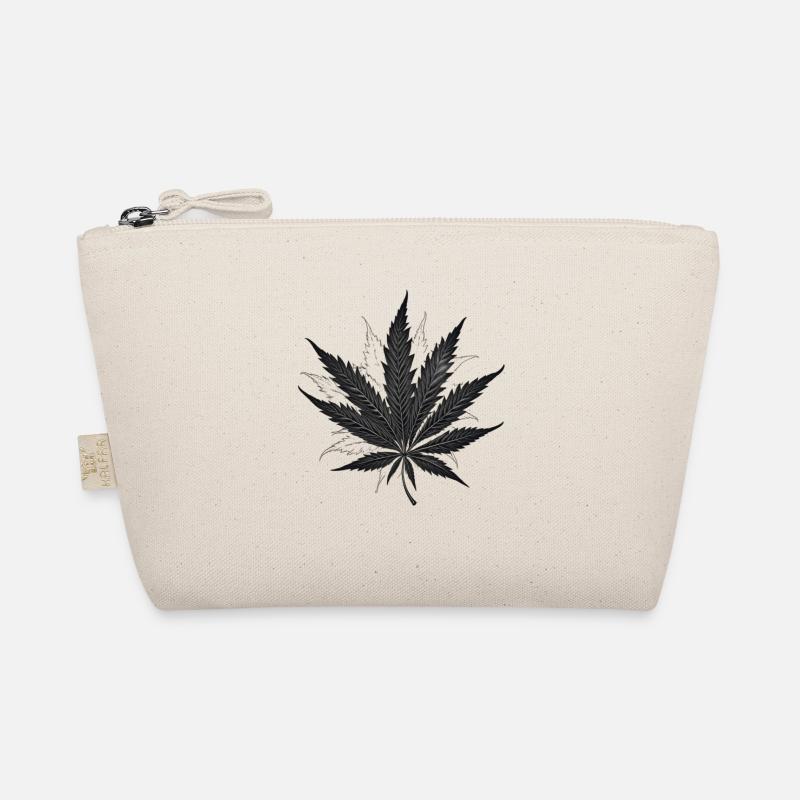 Monochrome Hemp Leaf Silhouette Organic Pouch