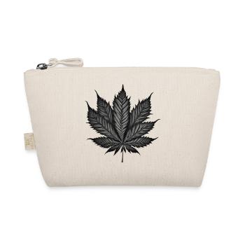 Monochrome Cannabis Leaf on Black - Organic Pouch - nature - Front