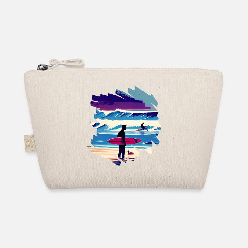 Surfer am Strand - Spaß - Surfen - Vintage - Bio-Täschchen - Natur