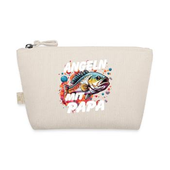 Angeln mit Papa. Buntes Angelmotiv - Bio-Täschchen - Natur - Vorne