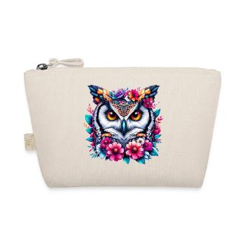 Hibou décoré de fleurs - Trousse biologique - nature - Devant