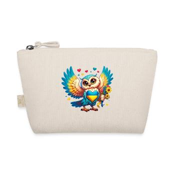 Cute Owl with Ukraine Heart - Organic Pouch - nature - Front