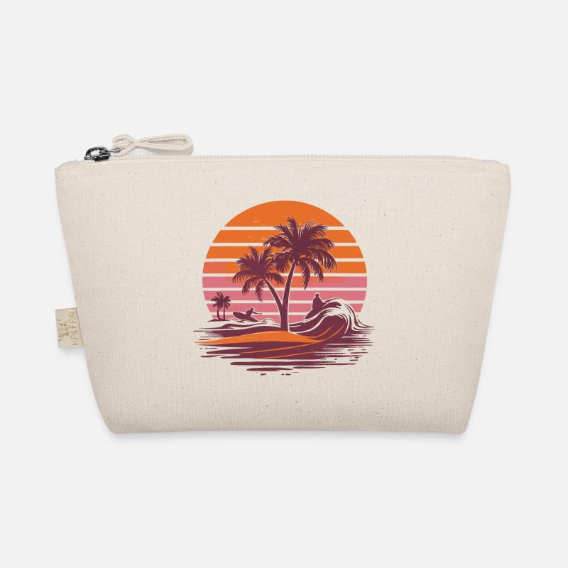 Beach Vibes Retro Surfer Palm Beach Vacation Organic Pouch