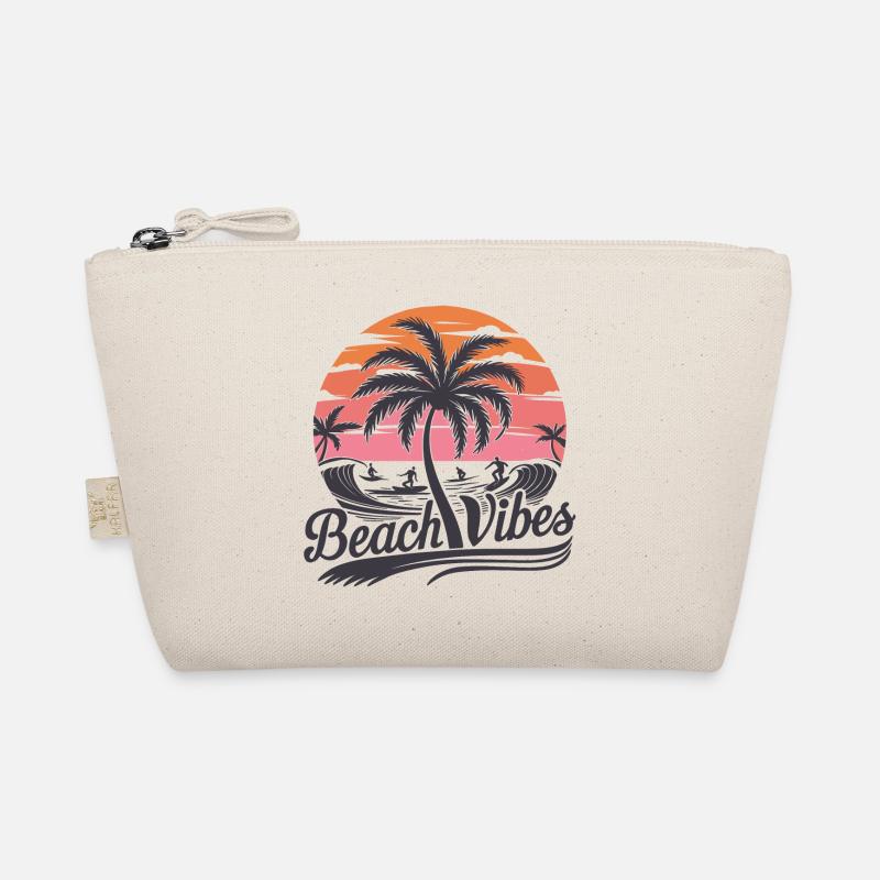 Beach Vibes Retro Surfer Palmenstrand Urlaub - Bio-Täschchen - Natur