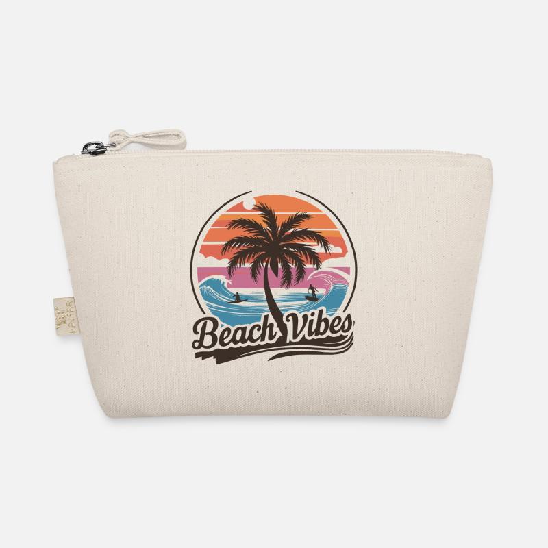 Beach Vibes Retro Surfer Palmenstrand Urlaub - Bio-Täschchen - Natur