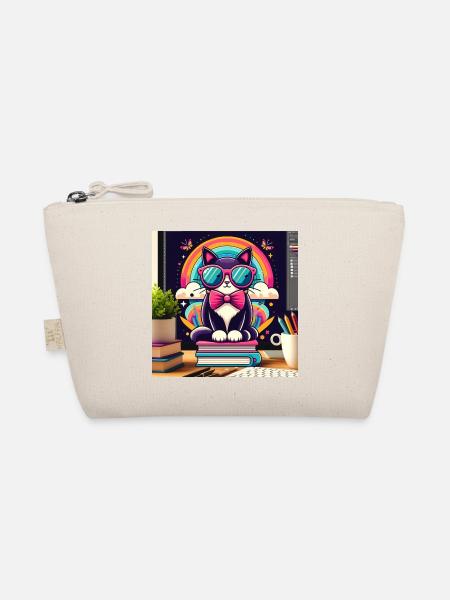 Studious cat with glasses - Organic Pouch - nature - Front