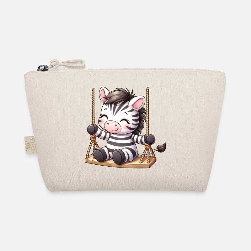 Cute Zebra on the Swing Comic Organic Pouch