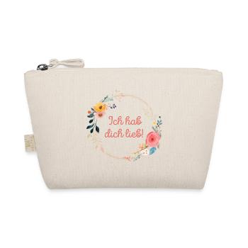 Ich hab dich lieb! Blumenkranz, personalisierbar - Bio-Täschchen - Natur - Vorne