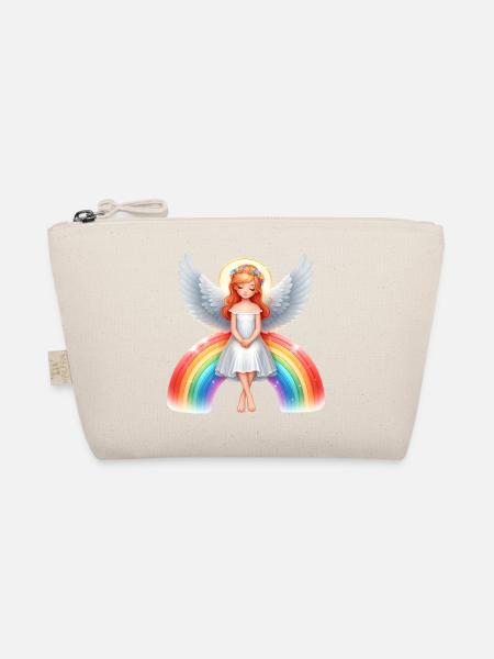 Engel sitzt auf Regenbogen - Bio-Täschchen - Natur