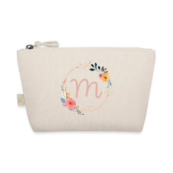 M Monogramm Floral, Blumenkranz, personalisierbar - Bio-Täschchen - Natur - Vorne