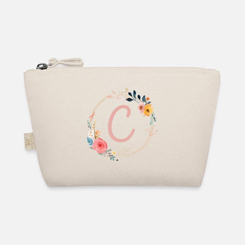C monogramme Floral, Couronne florale, personnalisable Trousse biologique