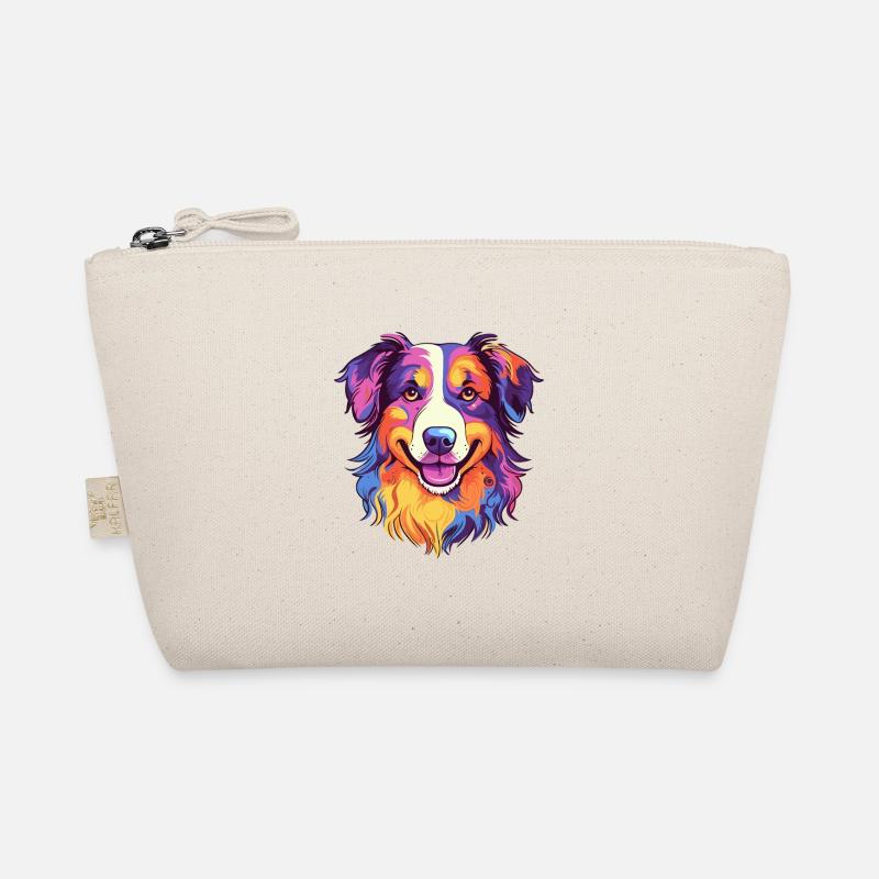 Australian Shepherd Hunderasse Aquarell Karikatur K - Bio-Täschchen - Natur