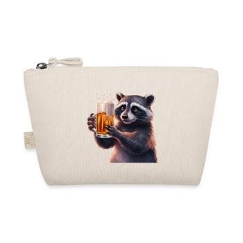 Waschbär Bier Geschenk - Bio-Täschchen - Natur - Vorne