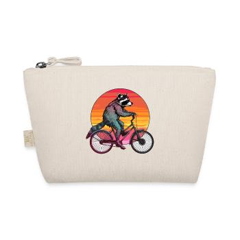 raccoon bike raccoon cyclist bike - Organic Pouch - nature - Front