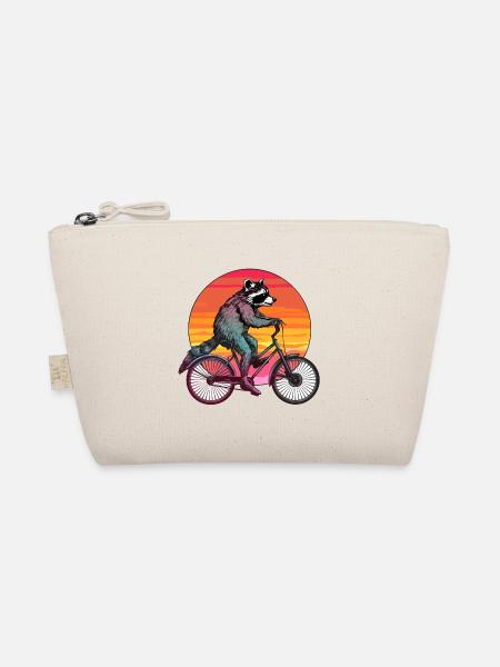 Waschbär Fahrrad Waschbären Fahrradfahrer Bike - Bio-Täschchen - Natur