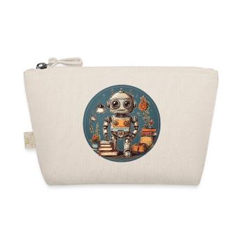 Little funny robot with lots of school supplies - Organic Pouch - nature - Front