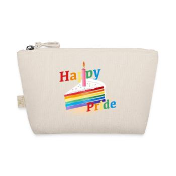 A piece of rainbow cake with birthday candle - Organic Pouch - nature - Front