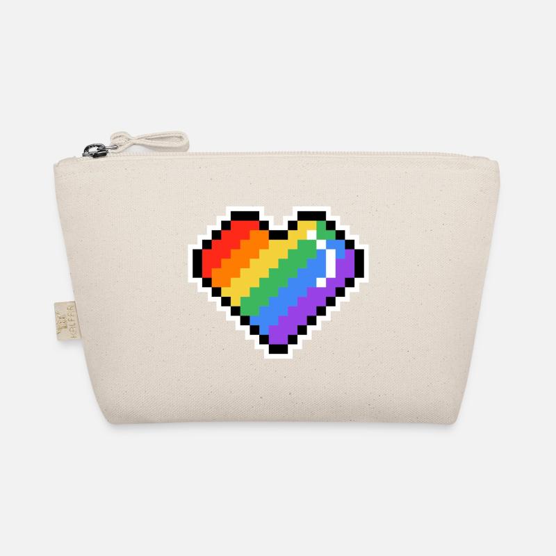 Pixel Regenbogenherz Bio-Täschchen