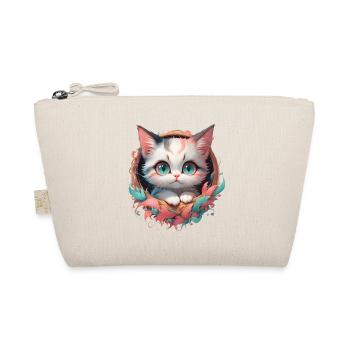 Pastell Katze im Blütenkorb - Bio-Täschchen - Natur - Vorne