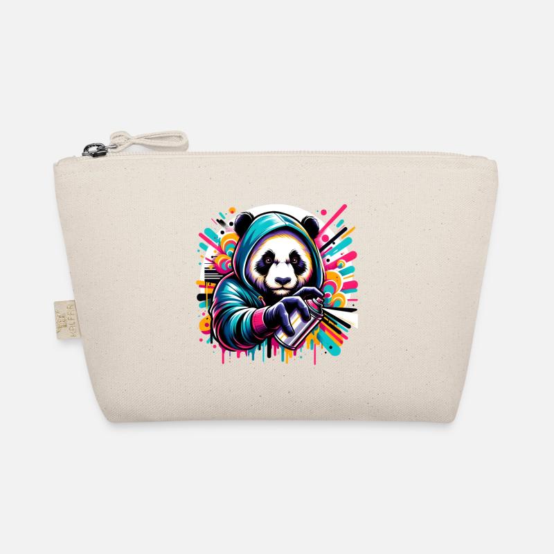 funny panda bear with graffiti and spray can Organic Pouch