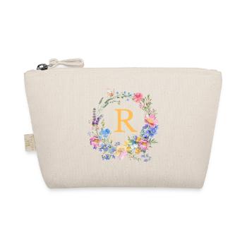 R Monogram Floral, Floral Wreath, Personalizable - Organic Pouch - nature - Front