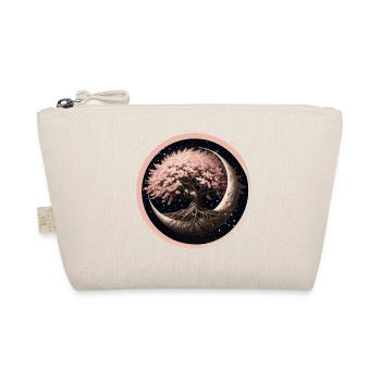 Elegant Cherry Blossom Bonsai Tree on Crescent Moon - Organic Pouch - nature - Front