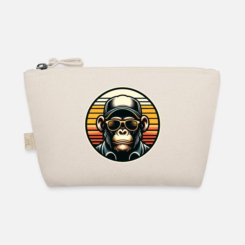 Cooler Schimpanse mit Sonnenbrille und Basecap Bio-Täschchen