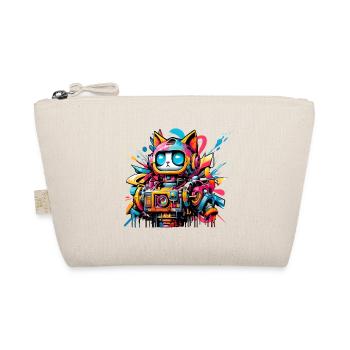 Cat designed as a robot in comic graffiti style - Organic Pouch - nature - Front