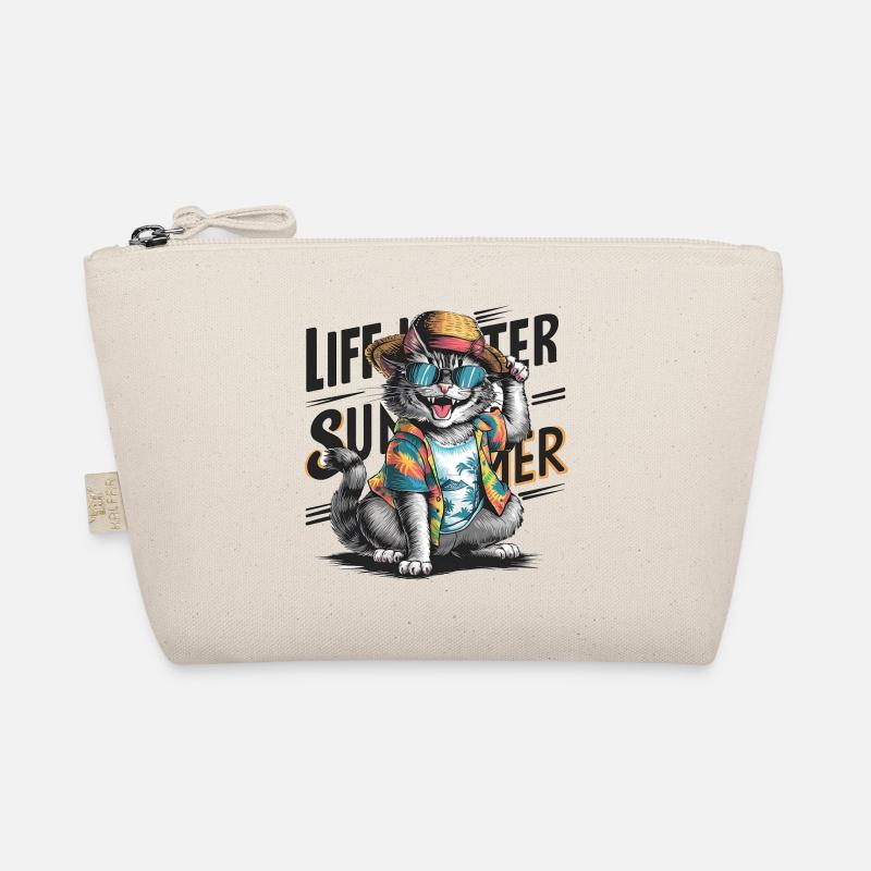 Süße Katze mit Sommeroutfit und Sonnenbrille Bio-Täschchen