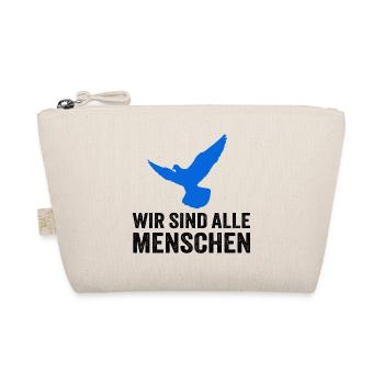 WIR SIND ALLE MENSCHEN - mit Friedenstaube - Bio-Täschchen - Natur - Vorne