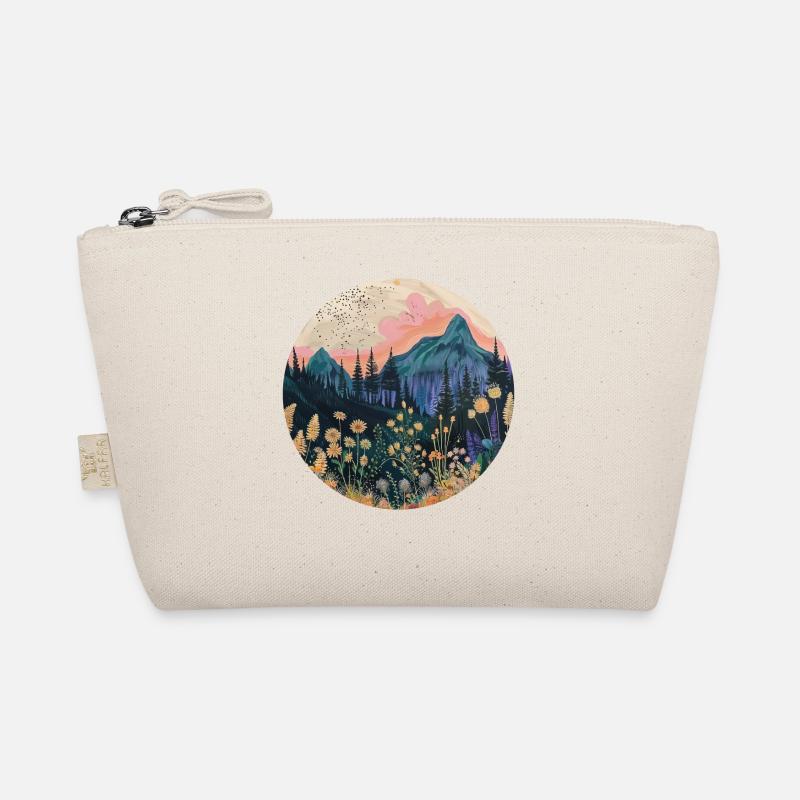 Boho, Flowers, Mountains, Landscape, Nature, Trees Organic Pouch