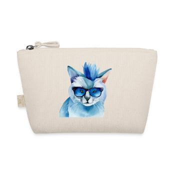 Punk Rock Cat with Sunglasses Gift Idea - Organic Pouch - nature - Front