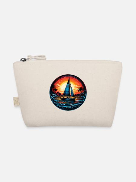 Sonnenuntergangs-Segelboot Neon - Bio-Täschchen - Natur