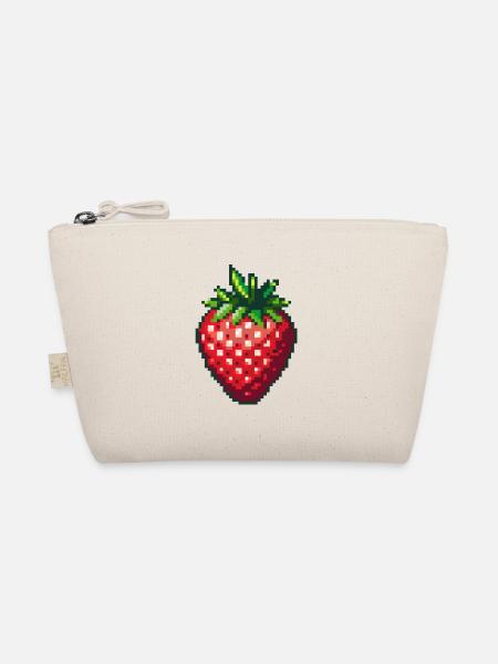 Pixel Erdbeere Sommer Frucht - Bio-Täschchen - Natur - Vorne